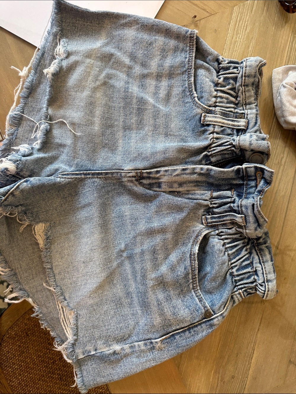 Blank NYC Washed Light Blue Paperbag Denim Shorts